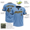 Custom Light Blue Black Pinstripe Old Gold Two-Button Unisex Softball Jersey