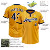 Custom Gold Navy Pinstripe White Two-Button Unisex Softball Jersey