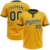 Custom Gold Green Pinstripe White Two-Button Unisex Softball Jersey