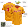 Custom Gold Red Pinstripe White Two-Button Unisex Softball Jersey