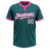 Custom Teal Pink Pinstripe White Two-Button Unisex Softball Jersey