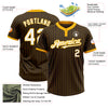 Custom Brown Gold Pinstripe White Two-Button Unisex Softball Jersey