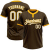 Custom Brown Gold Pinstripe White Two-Button Unisex Softball Jersey