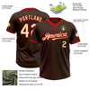 Custom Brown Red Pinstripe Cream Two-Button Unisex Softball Jersey