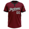 Custom Crimson Black Pinstripe White Two-Button Unisex Softball Jersey