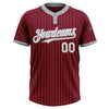 Custom Crimson Gray Pinstripe White Two-Button Unisex Softball Jersey