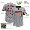 Custom Gray Black Pinstripe Orange Two-Button Unisex Softball Jersey