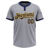 Custom Gray Navy Pinstripe Gold Two-Button Unisex Softball Jersey