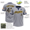 Custom Gray Navy Pinstripe Gold Two-Button Unisex Softball Jersey