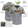 Custom Gray Green Pinstripe Orange Two-Button Unisex Softball Jersey