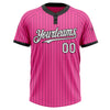 Custom Pink Black Pinstripe White Two-Button Unisex Softball Jersey