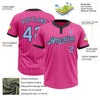 Custom Pink Black Pinstripe Light Blue Two-Button Unisex Softball Jersey