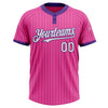 Custom Pink Purple Pinstripe White Two-Button Unisex Softball Jersey