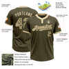 Custom Olive Cream Pinstripe Camo Salute To Service Two-Button Unisex Softball Jersey