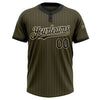 Custom Olive Black Pinstripe Cream Salute To Service Two-Button Unisex Softball Jersey