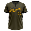 Custom Olive Black Pinstripe Gold Salute To Service Two-Button Unisex Softball Jersey