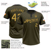 Custom Olive Black Pinstripe Old Gold Salute To Service Two-Button Unisex Softball Jersey