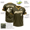 Custom Olive Old Gold Pinstripe White Salute To Service Two-Button Unisex Softball Jersey