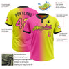 Custom Neon Yellow Pink-Black Gradient Fashion Two-Button Unisex Softball Jersey