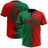 Custom Red Kelly Green-Black Gradient Fashion Two-Button Unisex Softball Jersey