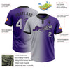 Custom Purple Gray-Black Gradient Fashion Two-Button Unisex Softball Jersey