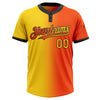 Custom Orange Yellow-Black Gradient Fashion Two-Button Unisex Softball Jersey