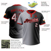 Custom Black Gray-Red Gradient Fashion Two-Button Unisex Softball Jersey