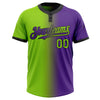 Custom Purple Neon Green-Black Gradient Fashion Two-Button Unisex Softball Jersey