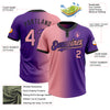 Custom Purple Medium Pink-Black Gradient Fashion Two-Button Unisex Softball Jersey