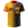 Custom Black Gold-Orange Gradient Fashion Two-Button Unisex Softball Jersey