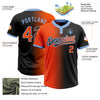 Custom Black Orange-Light Blue Gradient Fashion Two-Button Unisex Softball Jersey