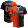 Custom Black Orange-Light Blue Gradient Fashion Two-Button Unisex Softball Jersey