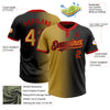 Custom Black Old Gold-Red Gradient Fashion Two-Button Unisex Softball Jersey