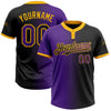 Custom Black Purple-Gold Gradient Fashion Two-Button Unisex Softball Jersey