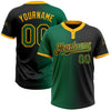 Custom Black Kelly Green-Gold Gradient Fashion Two-Button Unisex Softball Jersey