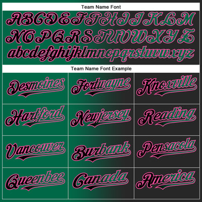 Custom Black Kelly Green-Pink Gradient Fashion Two-Button Unisex Softball Jersey