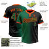 Custom Black Kelly Green-Orange Gradient Fashion Two-Button Unisex Softball Jersey