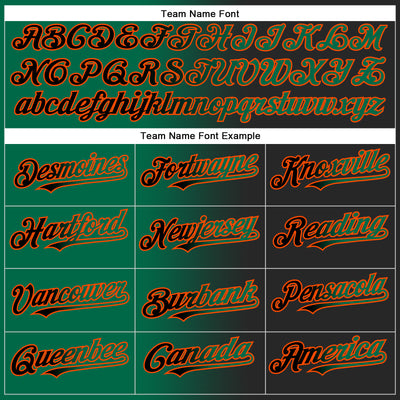 Custom Black Kelly Green-Orange Gradient Fashion Two-Button Unisex Softball Jersey