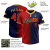 Custom Navy Red-Old Gold Gradient Fashion Two-Button Unisex Softball Jersey