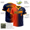 Custom Navy Orange-Gold Gradient Fashion Two-Button Unisex Softball Jersey