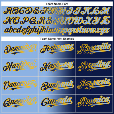 Custom Navy Light Blue-Gold Gradient Fashion Two-Button Unisex Softball Jersey