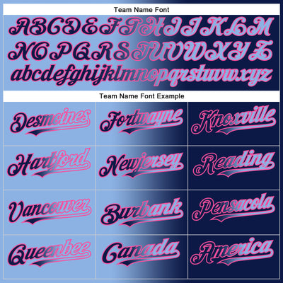 Custom Navy Light Blue-Pink Gradient Fashion Two-Button Unisex Softball Jersey