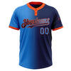 Custom Navy Electric Blue-Orange Gradient Fashion Two-Button Unisex Softball Jersey