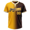 Custom Brown Gold-Cream Gradient Fashion Two-Button Unisex Softball Jersey