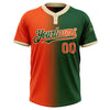 Custom Green Orange-Cream Gradient Fashion Two-Button Unisex Softball Jersey