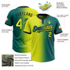 Custom Teal Neon Yellow-Black Gradient Fashion Two-Button Unisex Softball Jersey