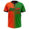 Custom Grass Green Orange-Black Gradient Fashion Two-Button Unisex Softball Jersey