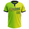 Custom Neon Yellow Neon Green-Navy Gradient Fashion Two-Button Unisex Softball Jersey