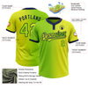 Custom Neon Yellow Neon Green-Navy Gradient Fashion Two-Button Unisex Softball Jersey