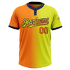 Custom Neon Yellow Bay Orange-Navy Gradient Fashion Two-Button Unisex Softball Jersey